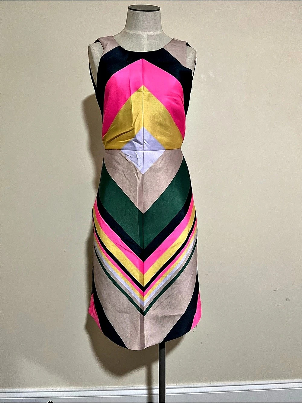 J.Crew Collection Pop Multicolor Chevron Mini Dress Pink & Black 00 Li